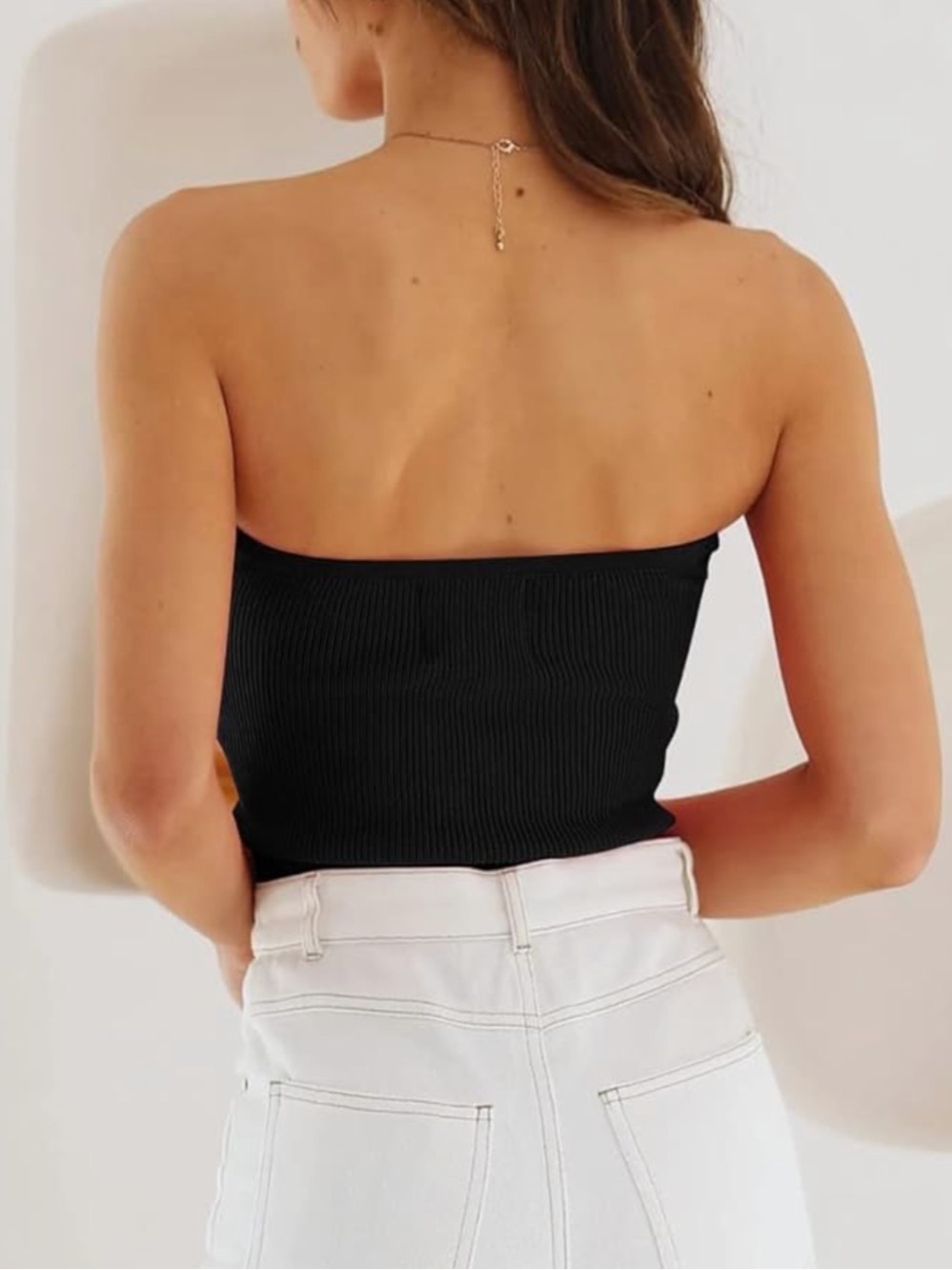 NWT! 😎 Strapless Knit Twist Front Tube Top BLACK - Picture 2 of 4